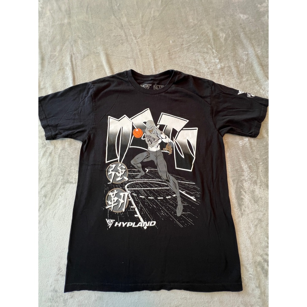 Hypland T-Shirt Mens Medium Black Brooklyn Nets NBA Anime Graphic Tee